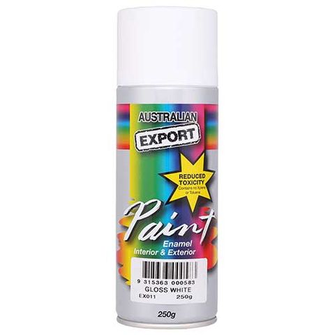 EXPORT ENAMEL SPRAY PAINT GLOSS WHITE AEROSOL 250G EA