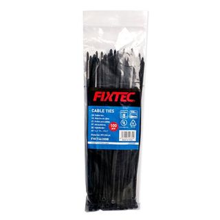 FIXTEC CABLE TIES BLACK 4.6 X 300MM  PACK/100