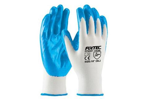 FIXTEC NITRILE WORK GLOVES LARGE PAIR