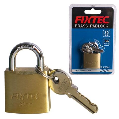 FIXTEC HEAVY DUTY BRASS PADLOCK 30MM BL/1