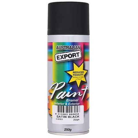 EXPORT ENAMEL SPRAY PAINT SATIN BLACK AEROSOL 250G EA