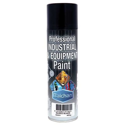 BALCHAN INDUSTRIAL ENAMEL PAINT GLOSS BLACK AEROSOL 400G EA