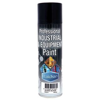 BALCHAN INDUSTRIAL ENAMEL PAINT GLOSS BLACK AEROSOL 400G EA