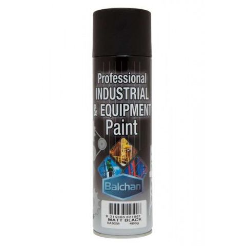 BALCHAN INDUSTRIAL ENAMEL PAINT MATT BLACK AEROSOL 400G EA