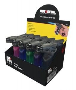 HOT DEVIL MICRO BUTANE REFILLABLE GAS TORCH (DISPLAY BOX) PACK/10