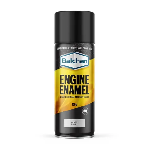 BALCHAN INDUSTRIAL ENAMEL PAINT QUICK DRY GLOSS BLACK AEROSOL 300G EA