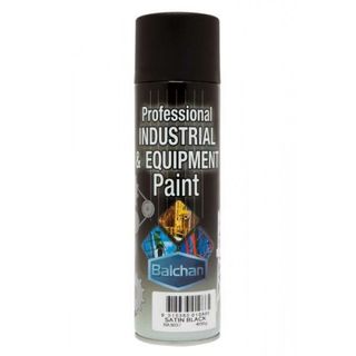BALCHAN INDUSTRIAL ENAMEL QUICK DRY PAINT SATIN BLACK AEROSOL 400G EA