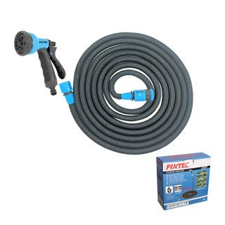 FIXTEC 3M TO 15M EXPANDABLE GARDEN HOSE WITH SPRAY NOZZLE EA