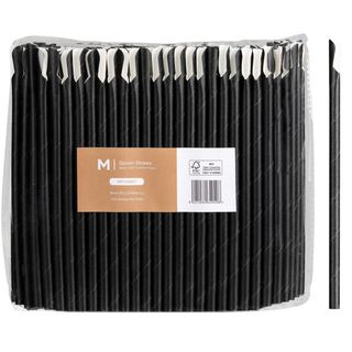 SPOON STRAWS BLACK 8MM X 210MM PACK/250