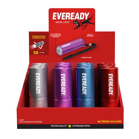 EVEREADY LED METAL TORCH 3/AAA INCLUDED BOX/12