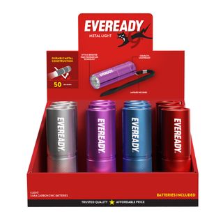 EVEREADY LED METAL TORCH 3/AAA INCLUDED BOX/12