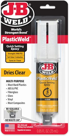 JB WELD PLASTICWELD QUICK SETTING EPOXY SYRINGE (50132) 25ML EA