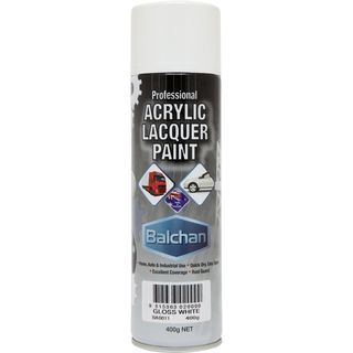 BALCHAN ACRYLIC SPRAY PAINT GLOSS WHITE (BACRYL011) 400G EA
