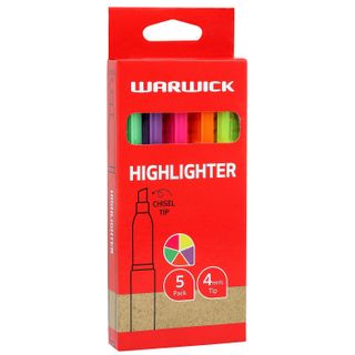 WARWICK HIGHLIGHTER SLIMLIME ASS PACK/5