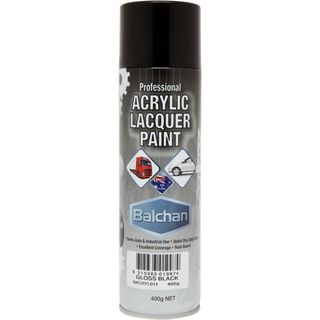 BALCHAN ACRYLIC SPRAY PAINT GLOSS BLACK (BACRYL014) 400G EA