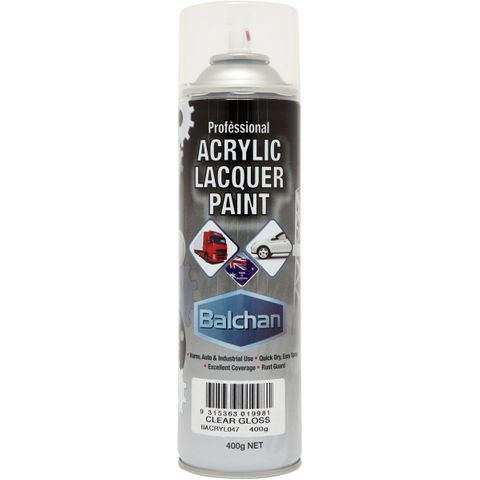 BALCHAN ACRYLIC SPRAY PAINT CLEAR (BACRYL047) 400G EA