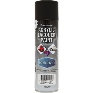 BALCHAN ACRYLIC SPRAY PAINT SATIN BLACK (BACRYL201) 400G EA