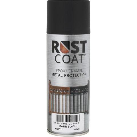 BALCHAN RUST COAT SPRAY PAINT SATIN BLACK (RUST11) 300G EA