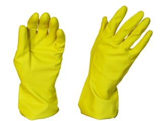 SILVER LINED RUBBER GLOVES YELLOW LARGE PACK/12