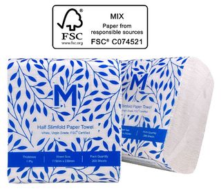 HALF SLIMFOLD PAPER TOWEL WHITE 1PLY (MPH27130) BOX/8000
