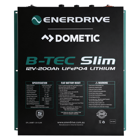 B-TEC 200AMP / 12V LIFEPO4 SLIM METAL CASE BATTERY