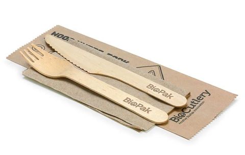 HY-16KFN 16cm Wood Knife Fork Napkin Set 400/carton