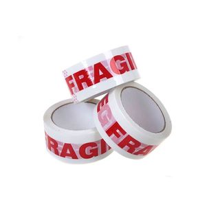 PP Red on White Fragile Tape 48mm x 75m