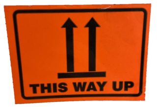 SP500 This Way Up Label Tape BL/OR 75mm x 50m