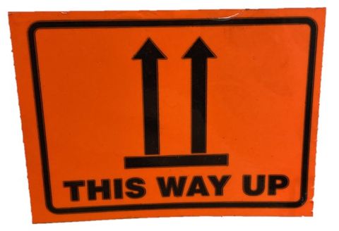 SP500 This Way Up Label Tape BL/OR 75mm x 50m