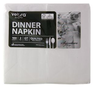 V22510 GTFold Quilted Napkin White 2 ply