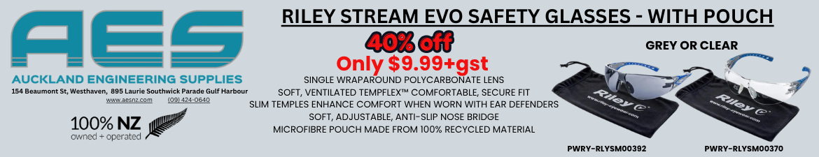 RILEY STREAM EVO SAFETY GLASSES - WITH POUCH.