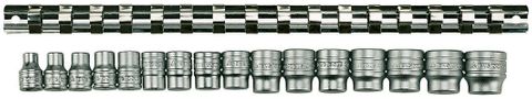 TENG 16PC 6P 3/8DR SOCKET SET ON RAIL 7-22MM