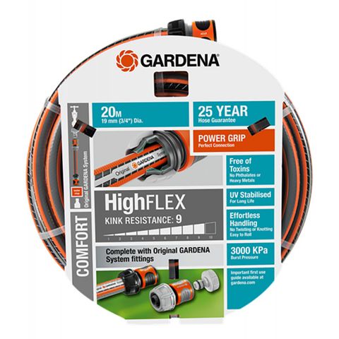 GARDENA HI-FLEX HOSE 19MM X 20M FITTED