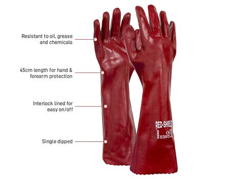 ESKO RED SHIELD PVC DIPPED GLOVES 27CMS