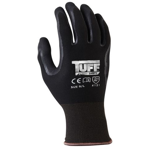 TUFF BLACK GRIP GLOVES MEDIUM 08
