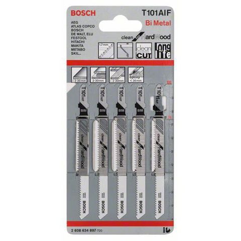 BOSCH JIGSAW BLADE 5/PK HARDWOOD/CLEAN