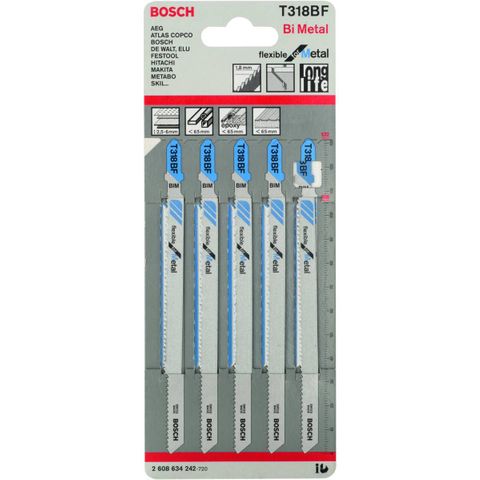 BOSCH JIGSAW BLADE 5/PK METAL/FLEXIBLE *