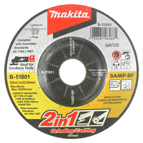 MAKITA 2IN1 CUT AND GRIND DISC 125 X 2.2