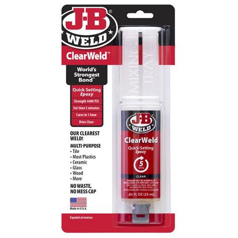 J-B WELD CLEAR WELD 5-MIN SYRINGE 25ML