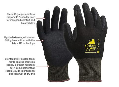 ESKO BLACK BULL HD NITRILE PA LINED GLOVES - XL