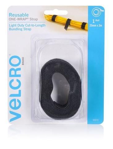 VELCRO STICK ON BLACK  25MM X 1M