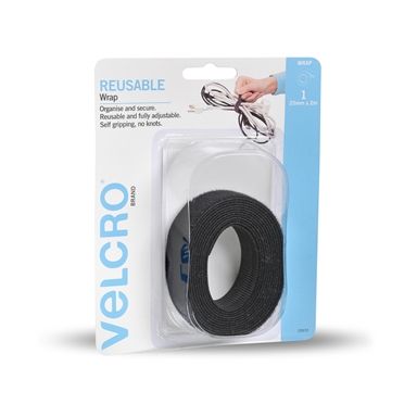 VELCRO REUSABLE BLACK 25MM X 2M