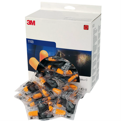 3M 1110 EAR PLUGS - WITH CORD -  BOX OF 100