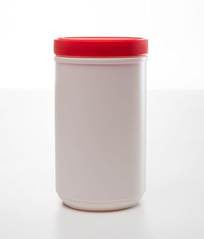 PLASTIC CONTAINER WHITE ROUND JAR WITH LID 1L