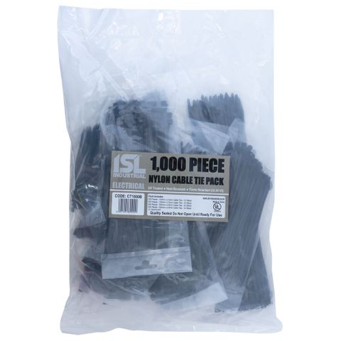 ISL CABLE TIES ASSORTED UV BLACK 1000PC