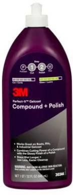 3M™ Perfect-It™ Gelcoat Medium Cutting Compound + Wax, Quart, 36106