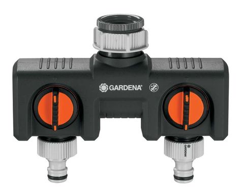 GARDENA TWIN TAP CONNECTOR 13MM WITH SHUT-OFF G8193