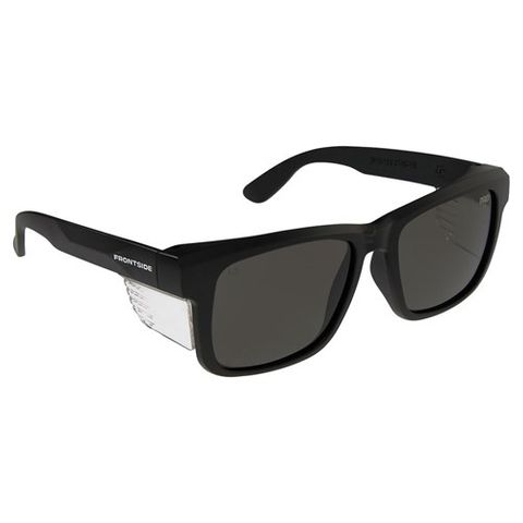 FRONTSIDE SAFETY GLASSES - SMOKE  LENS - BLACK FRAME