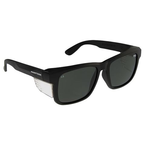 FRONTSIDE POLARISED SAFETY GLASSES SMOKE LENS-BLACK FRAME