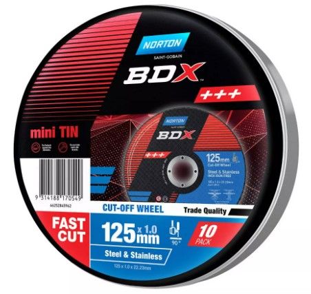 NORTON BDX CUT OFF DISC 125 X 1.0   10/PACK